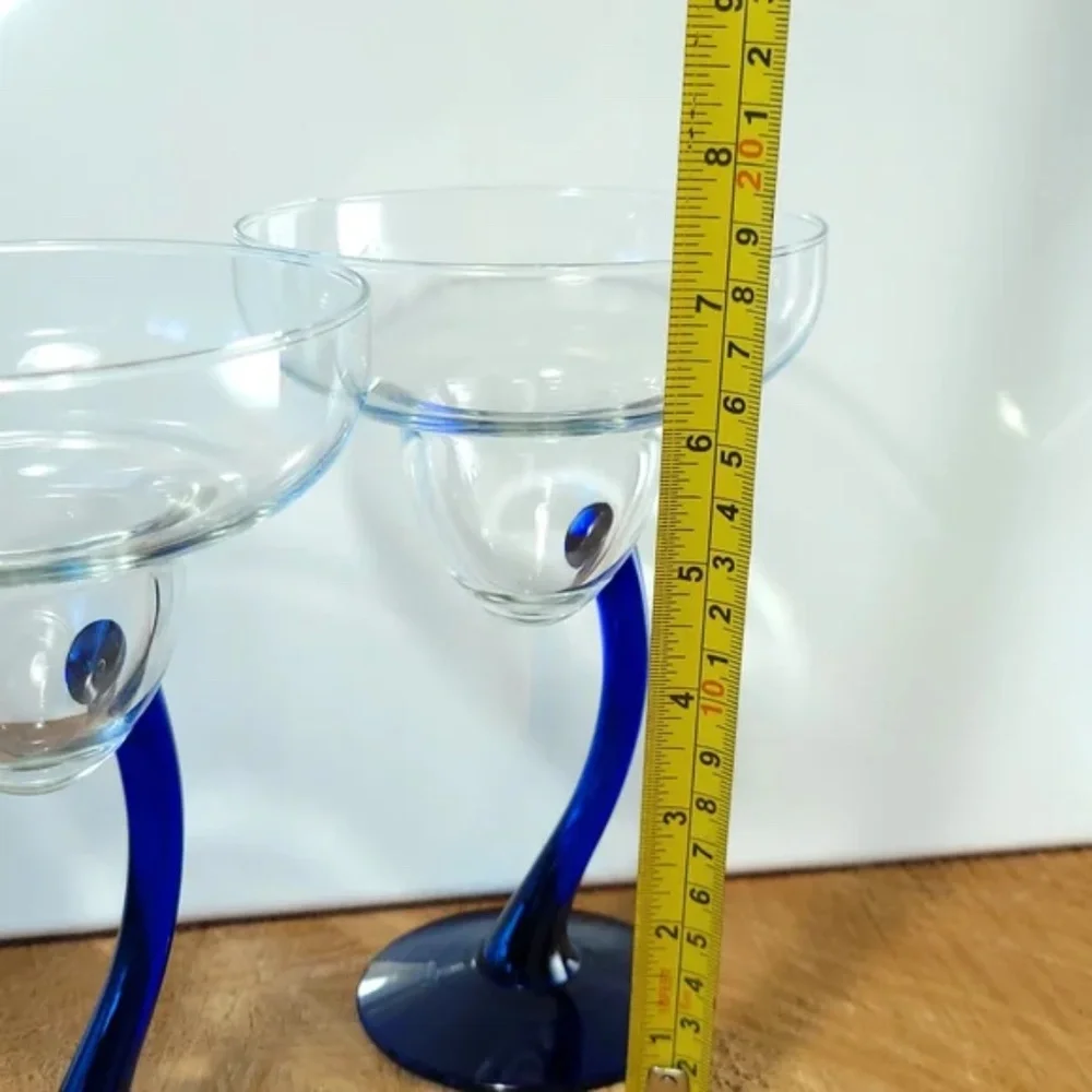 Libbey Bravura Cobalt SWERVE Margarita Glasses